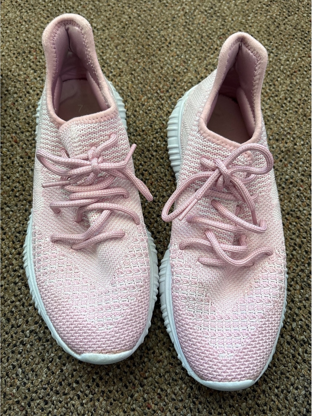 Light Pink Knit Athletic Sneakers with White Sole